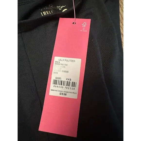 NWT Lilly Pulitzer Luxletic Greer Cropped Top Women's Size XXS in Onyx Black - Picture 9 of 9
